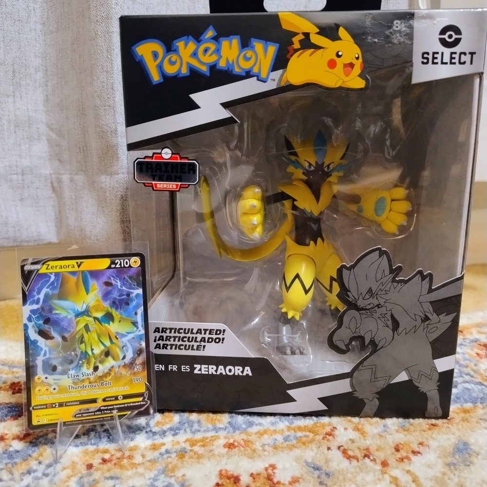 Pokemon Zeraora Figure and Card Set - Yellow and Black